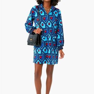 Tuckernuck Maliblue Lindsey Vibrant Blue and Red Geometric Dress with Pockets